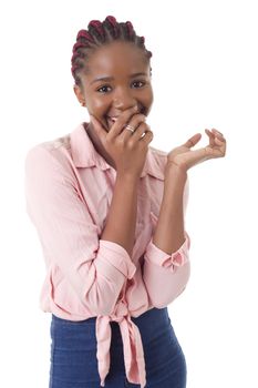 Happy african girl isolated on white background