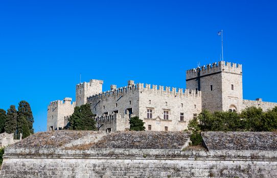 Rhodes Island, Greece, a symbol of Rhodes, the main entrance of the famous Knights Grand Master Palace Castello in the Medieval town of rhodes a must visit museum of Rhodes