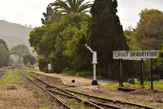 Old railroad and train stop platform at Groot Brakrivier, Mossel Bay, South Africa