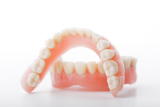 medical denture smile jaws teeth on white background