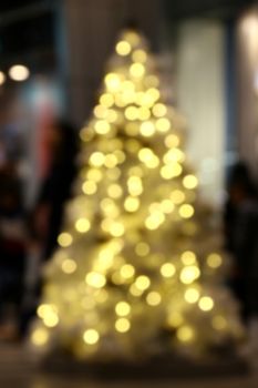 Blurred Gold Christmas Tree Bokeh background, Golden Christmas