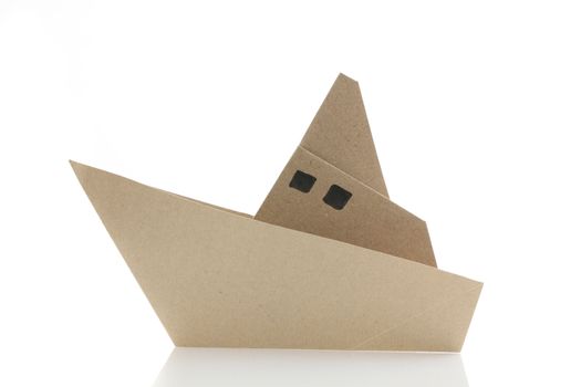 origami boat in white background