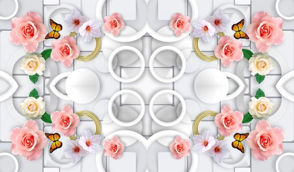 3d floral swan backgroun ilustration 