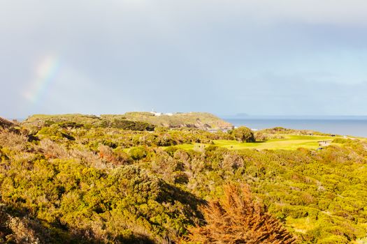 Flinders Golf Course and coastline in the Mornington Peninsula on a winter's afternoon in Victoria, Australia