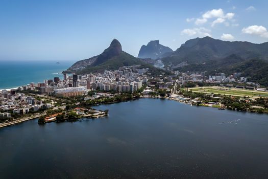 Elite Lagoa district in Rio de Janeiro. View from drone