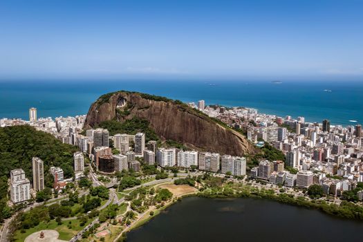Elite Lagoa district in Rio de Janeiro. View from drone