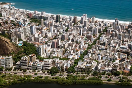 Ipanema District in Rio de Janeiro, view from a drone