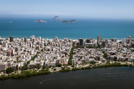 Ipanema District in Rio de Janeiro, view from a drone