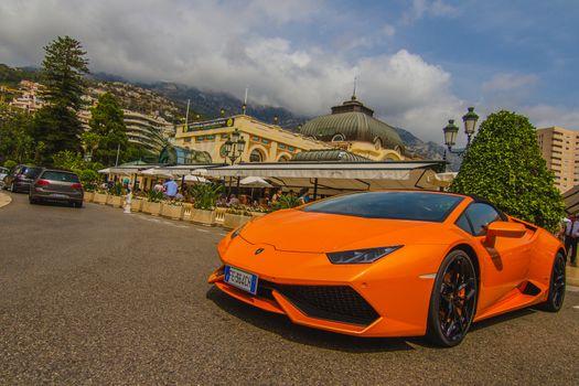 An Orange Lamborghini in Monaco in France