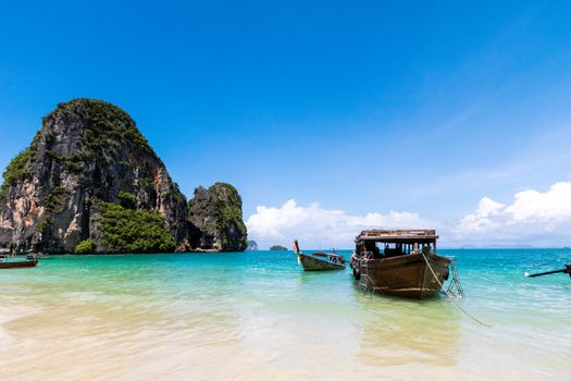 beach sand sea and island,sky in Thailand.