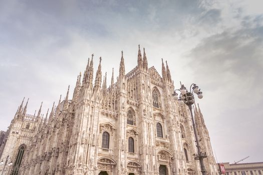 Milan Cathedral or Duomo di Milano in the city center in Italy.