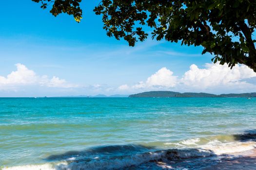 beach sand sea and island,sky in Thailand.