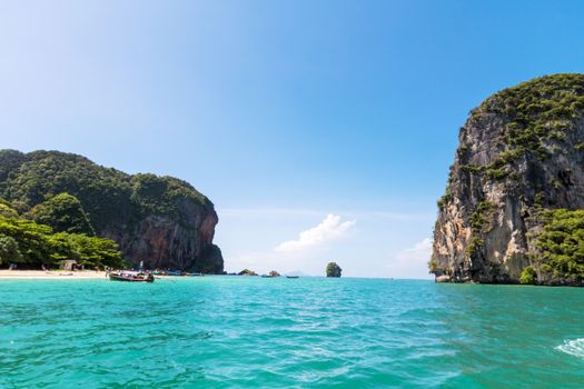 beach sand sea and island,sky in Thailand.