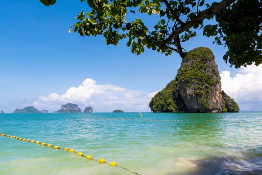 beach sand sea and island,sky in Thailand.