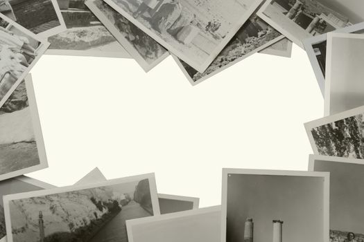 Old vintage black and white photos with white background.