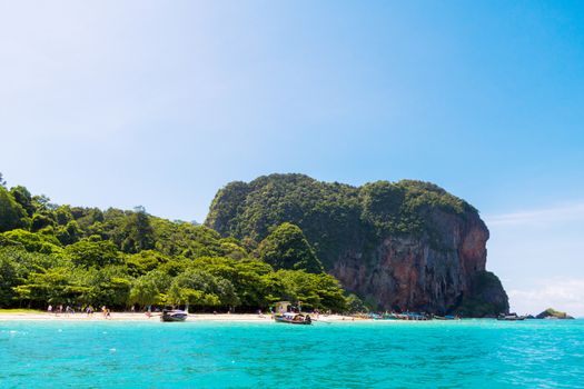 beach sand sea and island,sky in Thailand.