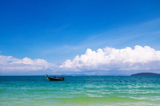 beach sand sea and island,sky in Thailand.
