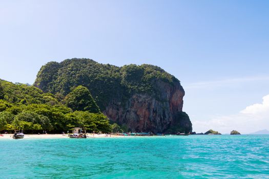 beach sand sea and island,sky in Thailand.