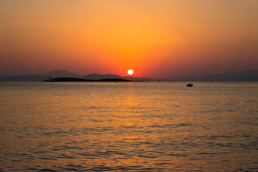 Beautiful golden sunset over the sea