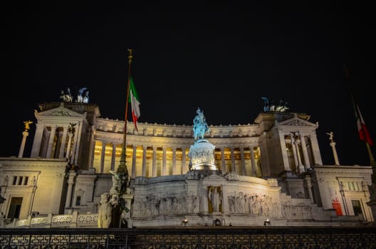 Night view of the monument to Victor Emmanuel II in Rome, Italy - Vittoriano, also known as Altare della Patria