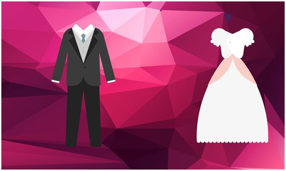 mock up illustration of couple wedding dress on abstract background