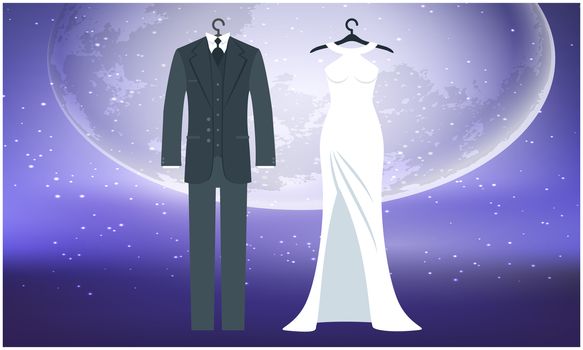 mock up illustration of couple fashion wear on abstract background