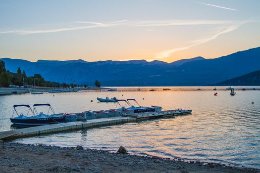 Gorge du Verdon lake in the South of France during sunset or sunrise