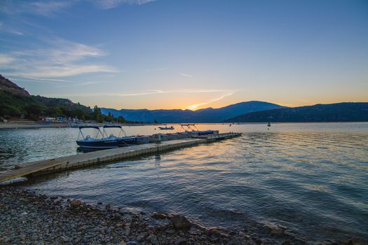 Gorge du Verdon lake in the South of France during sunset or sunrise