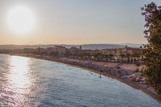 Nice beach in France during sunset