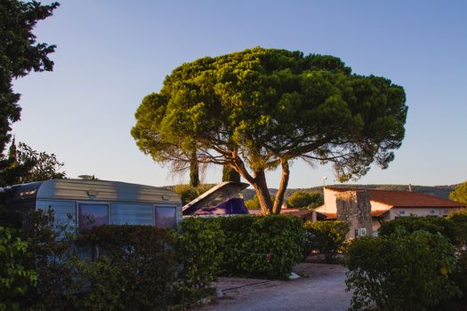 A campsite during the evening