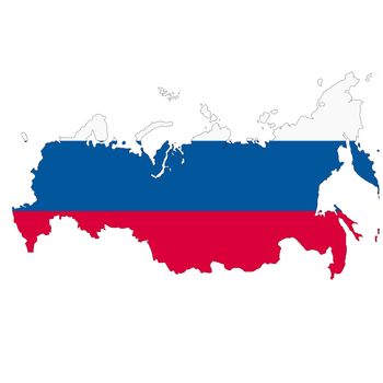 A Russia map on white background with clipping path