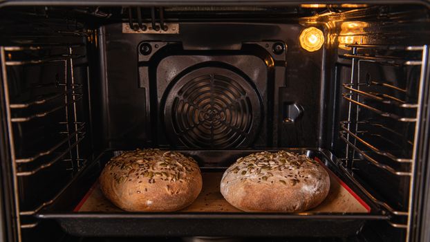 craft bread is baked in the oven