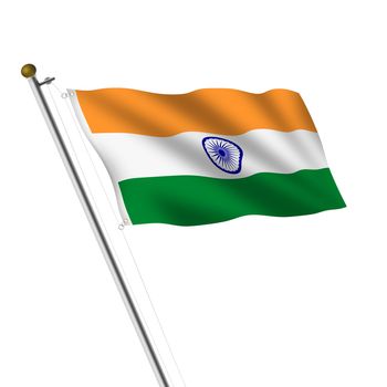 An India Flagpole illustration on white with clipping path