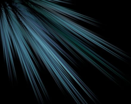 An abstract computer generated modern fractal design on dark background. Abstract fractal color texture. Digital art. Abstract Form & Colors. Blue neon rays of light