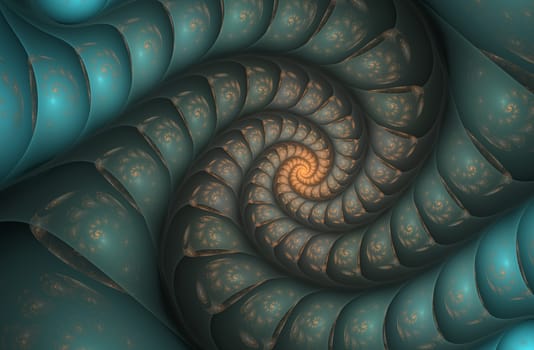 An abstract computer generated modern fractal design on dark background. Abstract fractal color texture. Digital art. Abstract Form & Colors. Abstract fractal element pattern for your design. Blue mirror 3d spiral