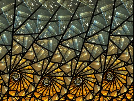 An abstract computer generated modern fractal design on dark background. Abstract fractal color texture. Digital art. Abstract Form & Colors. Abstract fractal element pattern for your design. Spiral mosaic fractal pattern