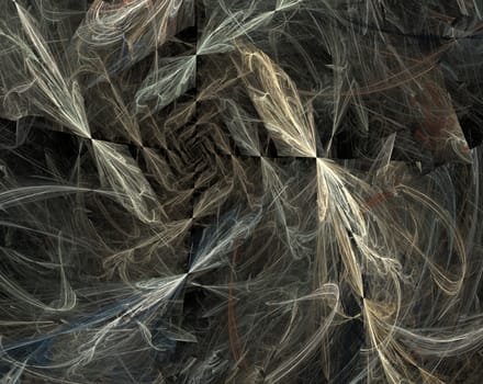 An abstract computer generated modern fractal design on dark background. Abstract fractal color texture. Digital art. Abstract Form & Colors. Abstract fractal element pattern for your design. Tunneling squareness