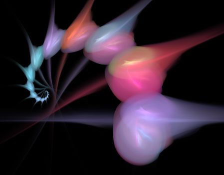 An abstract computer generated modern fractal design on dark background. Abstract fractal color texture. Digital art. Abstract Form & Colors. Abstract fractal element pattern for your design. Computer-generated fractal abstraction of glowing colorful spiral