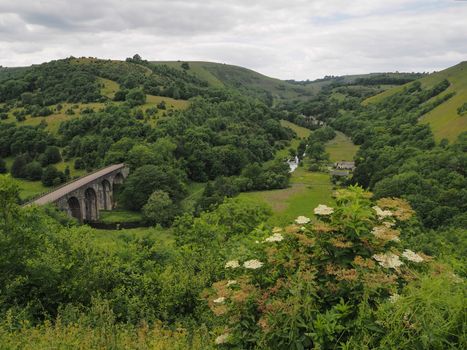 The Headstone Viaduct at Monsal Head and now part of the Monsal Trail which follows the former Midland Railway line along the Wye valley, Peak District National Park, UK