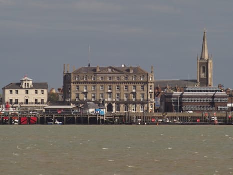 View of historic buildings on Harwich seafront, Suffolk, UK