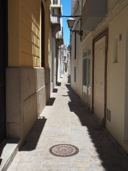 Typical street in the pretty village of Tarifa, Andalucia, Spain