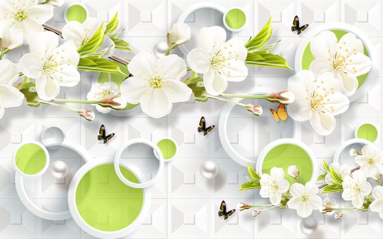 3D wallpaper luxury floral jawelry