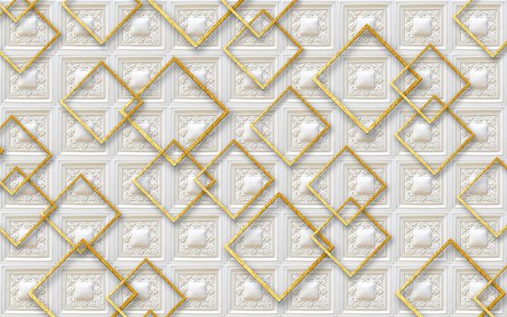 3D wallpaper luxury golden  square background