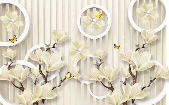 3D wallpaper luxury floral jawelry