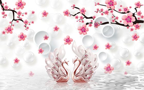 3D wallpaper luxury floral jawelry