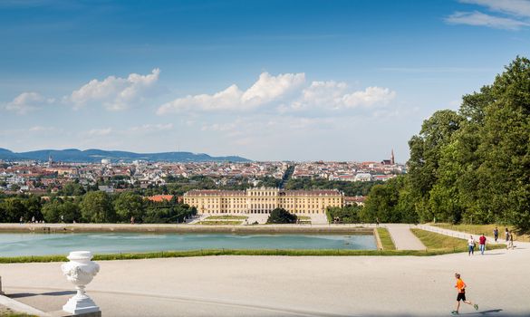 Schonbrunn Palace with the City Skyline Vienna Austria July 10 2017