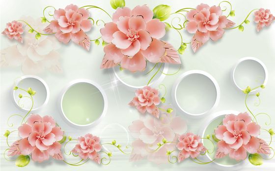 3D wallpaper luxury floral jawelry