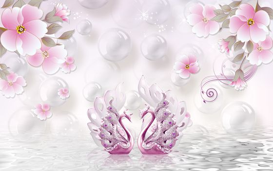 3D wallpaper luxury floral jawelry