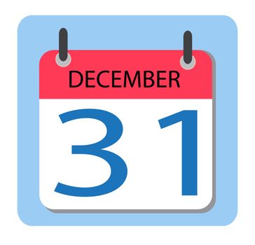 Calendar 31 december. New Year. red Calendar icon Dec 31.