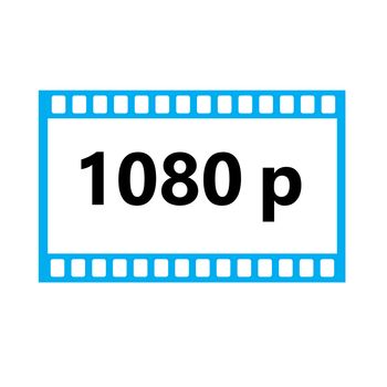 Flat icon of 1080p hd video on white background. 1080p hd video sign.